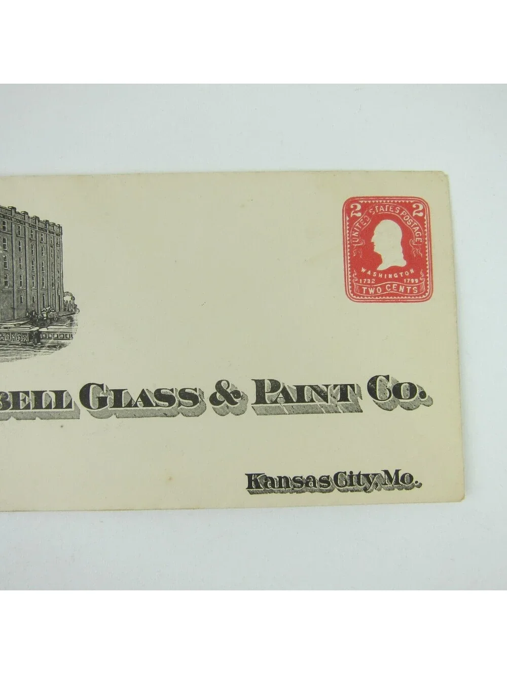 US Postal Stationery Campbell Glass & Paint Co Kansas City Missouri 2c Antique
